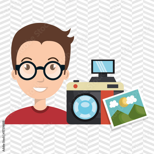 man photo camera graphic