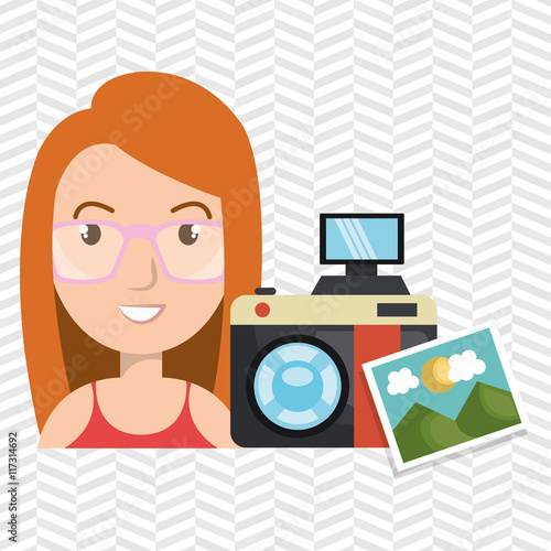 woman photo camera graphic