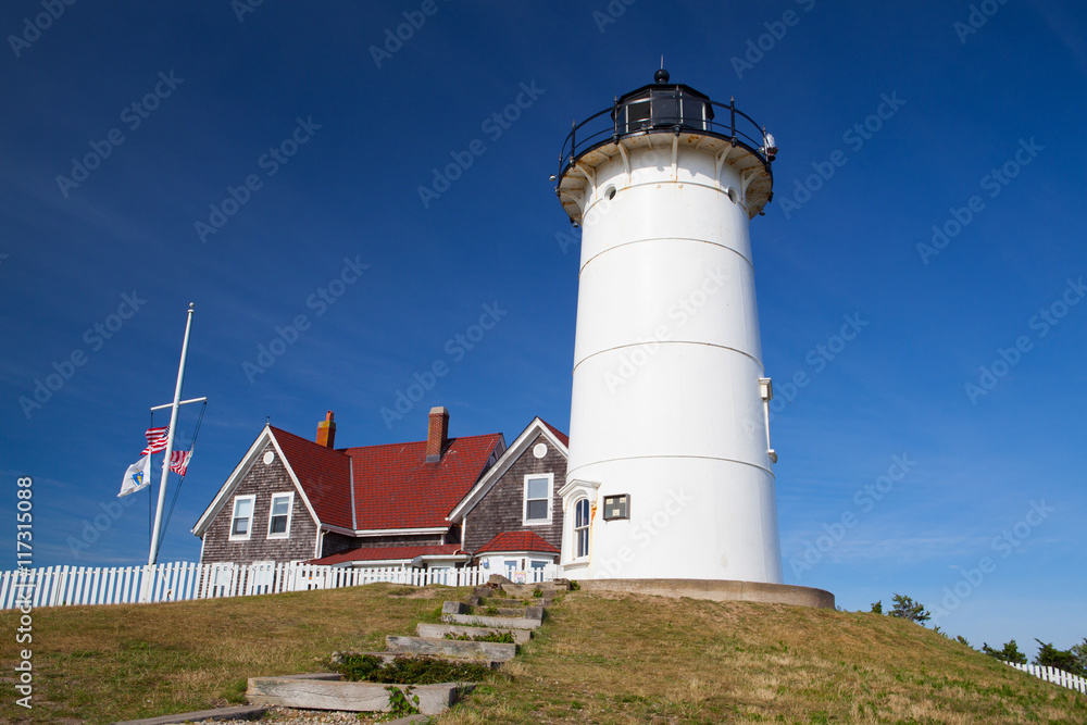 Nobska Point Light is a lighthouse located on the Cape Cod, USA Nobska Point Light is a lighthouse located on the Cape Cod, USA