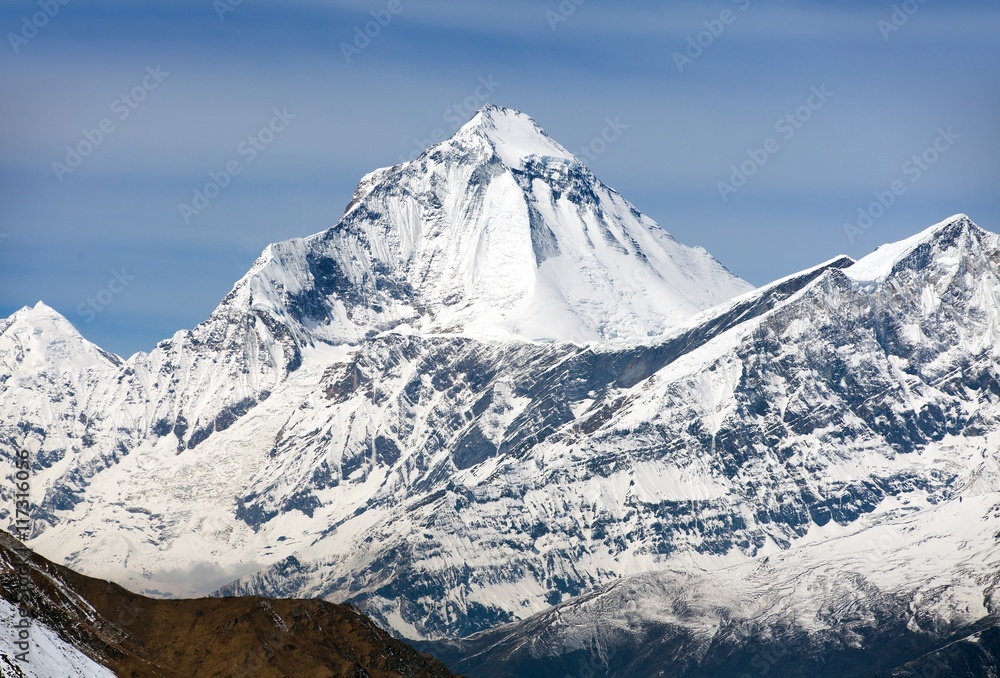 View of mount Dhaulagiri from Thorung La pass, Nepal