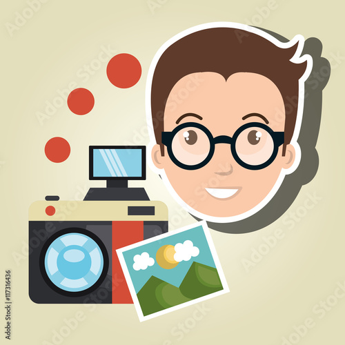 man photo camera graphic