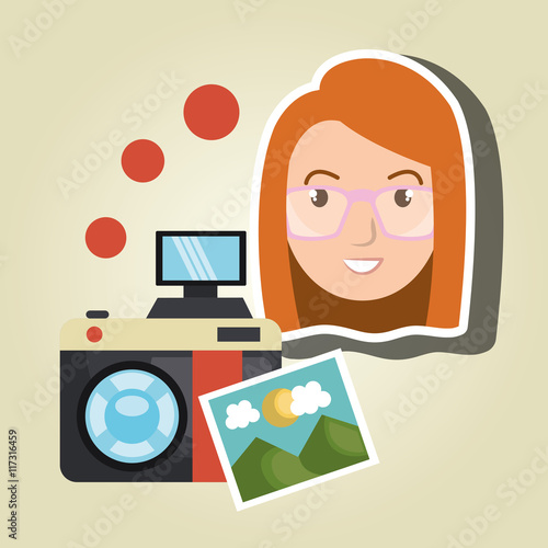 woman photo camera graphic