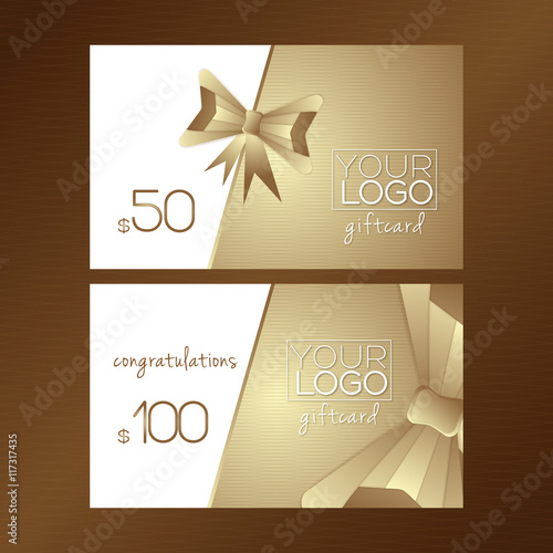 Golden Gift card with geometric bow