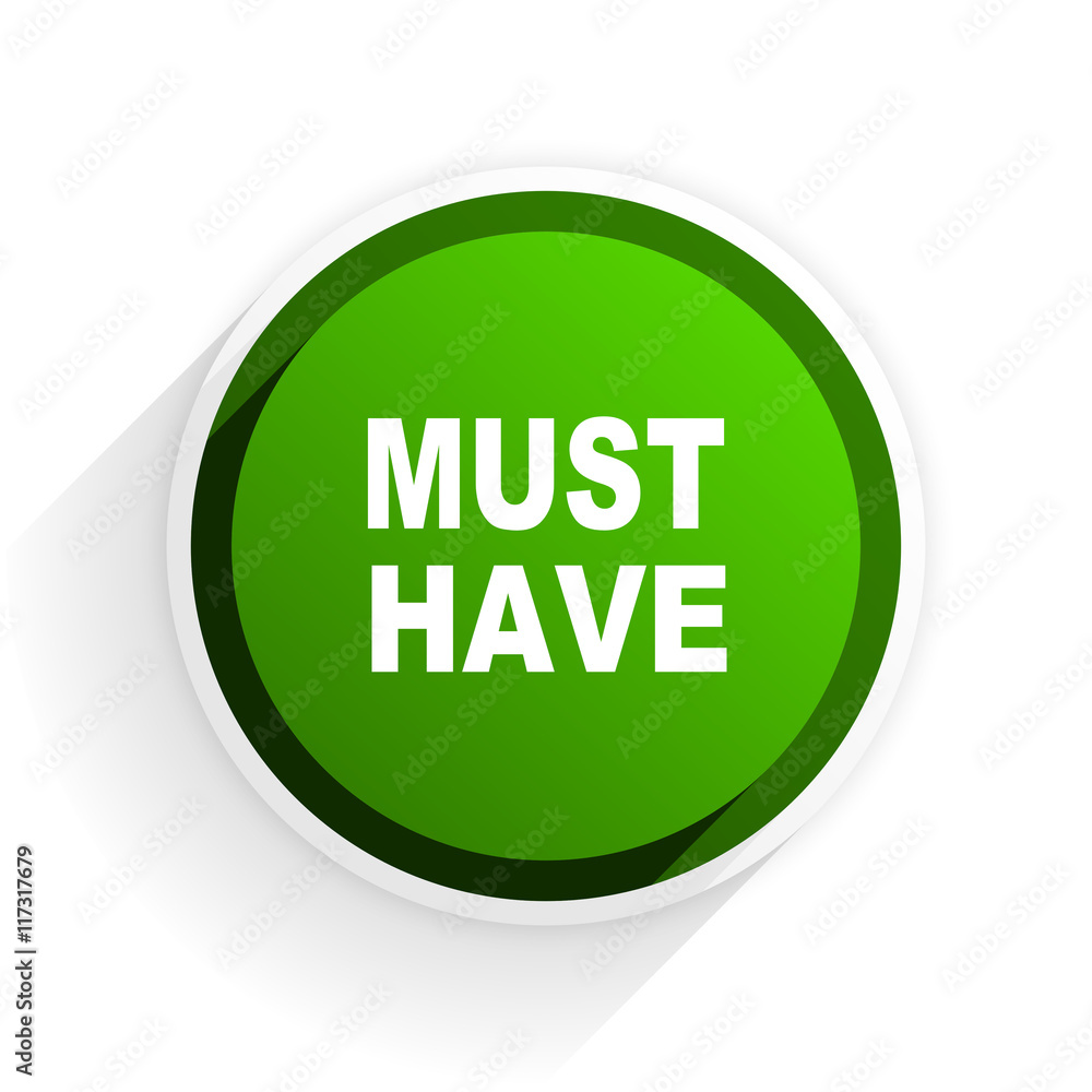 must have flat icon with shadow on white background, green modern design web element must have flat icon with shadow on white background, green modern design web element