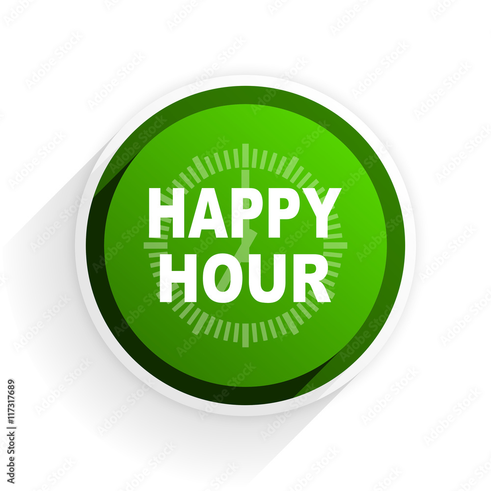 happy hour flat icon with shadow on white background, green modern design web element happy hour flat icon with shadow on white background, green modern design web element