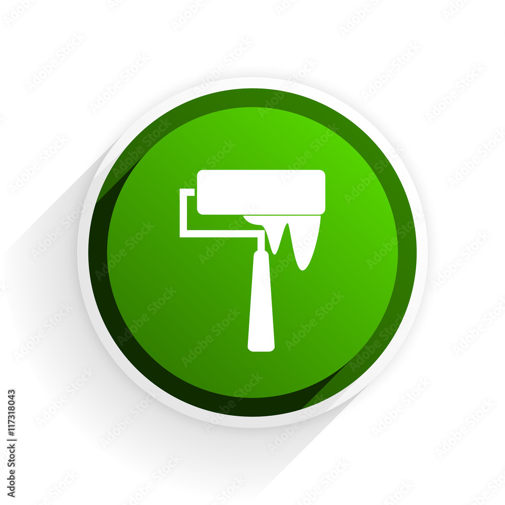 brush flat icon with shadow on white background, green modern design web element brush flat icon with shadow on white background, green modern design web element
