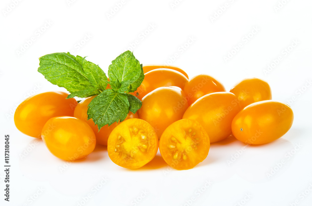 Pomidorek śliwkowy pomarańczowy - obrazy, fototapety, plakaty 