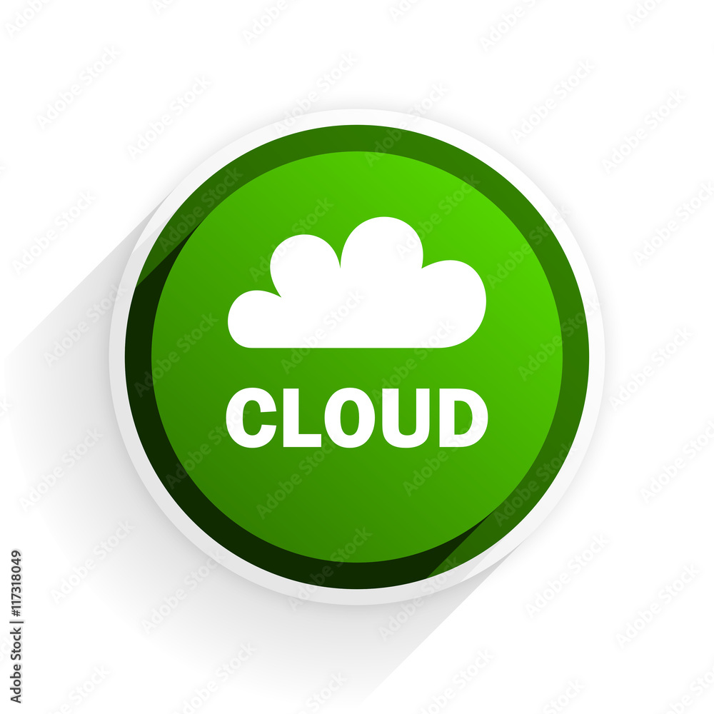 cloud flat icon with shadow on white background, green modern design web element cloud flat icon with shadow on white background, green modern design web element