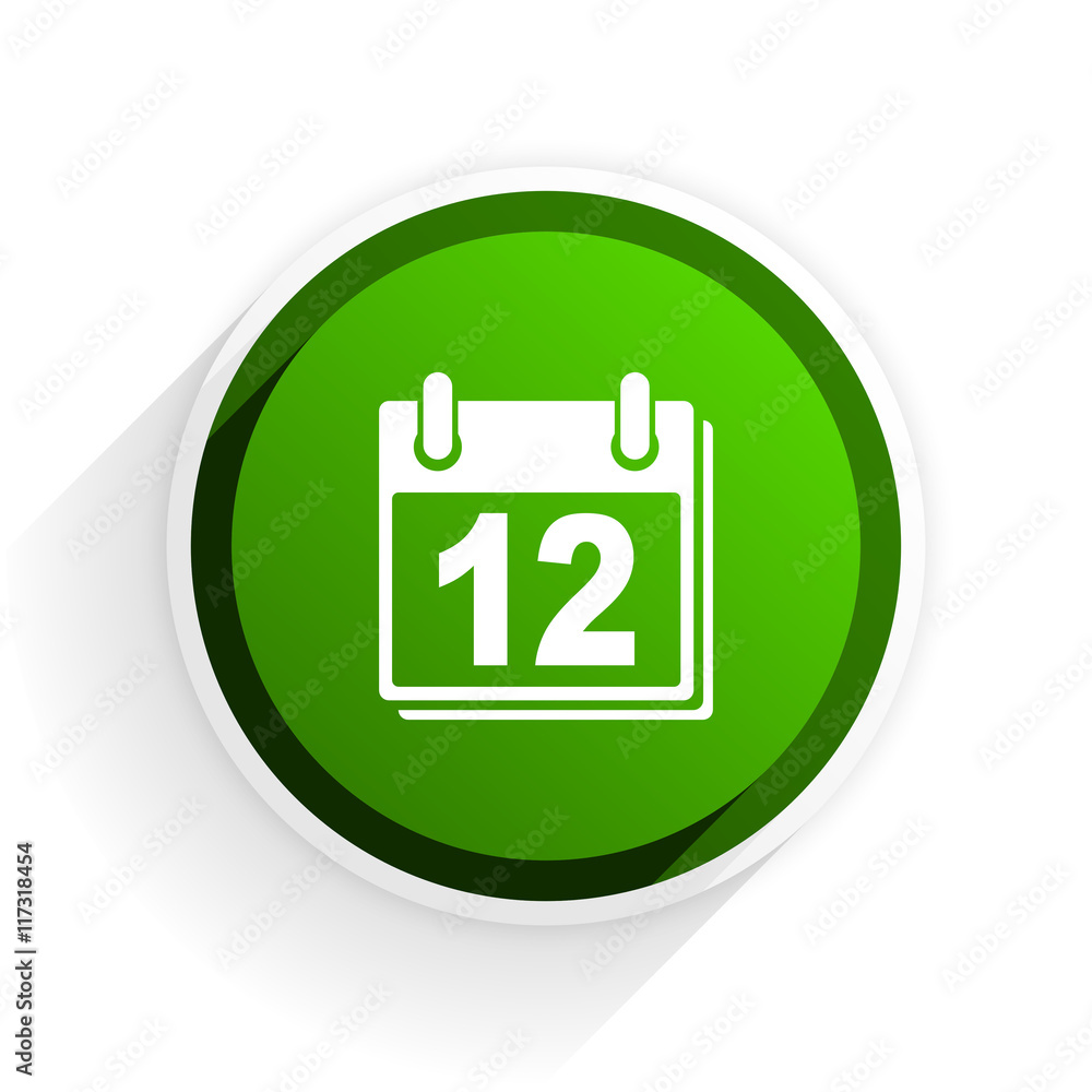 calendar flat icon with shadow on white background, green modern design web element calendar flat icon with shadow on white background, green modern design web element