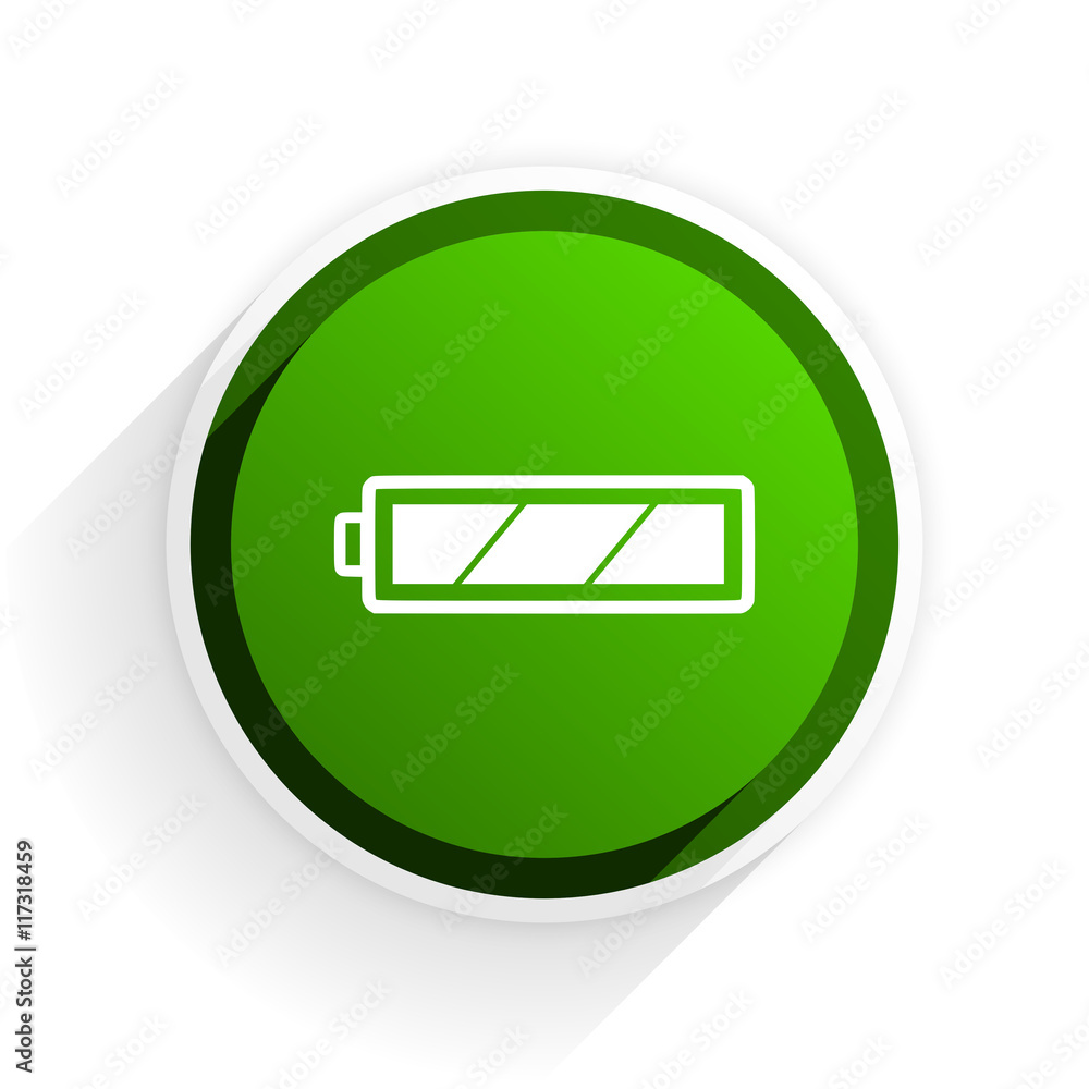 battery flat icon with shadow on white background, green modern design web element battery flat icon with shadow on white background, green modern design web element