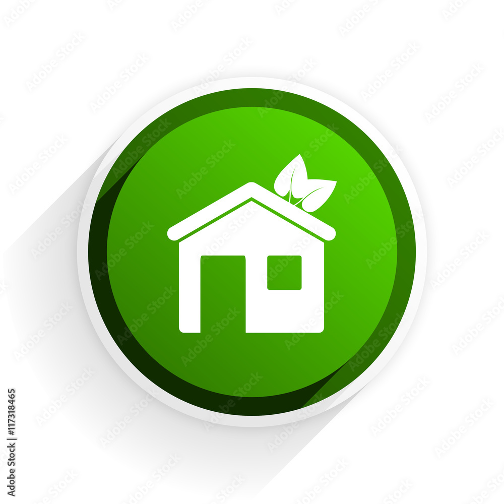 house flat icon with shadow on white background, green modern design web element house flat icon with shadow on white background, green modern design web element