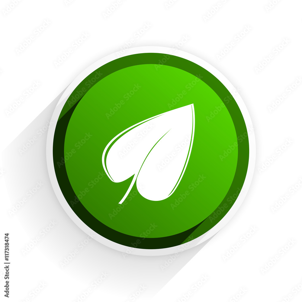 leaf flat icon with shadow on white background, green modern design web element leaf flat icon with shadow on white background, green modern design web element