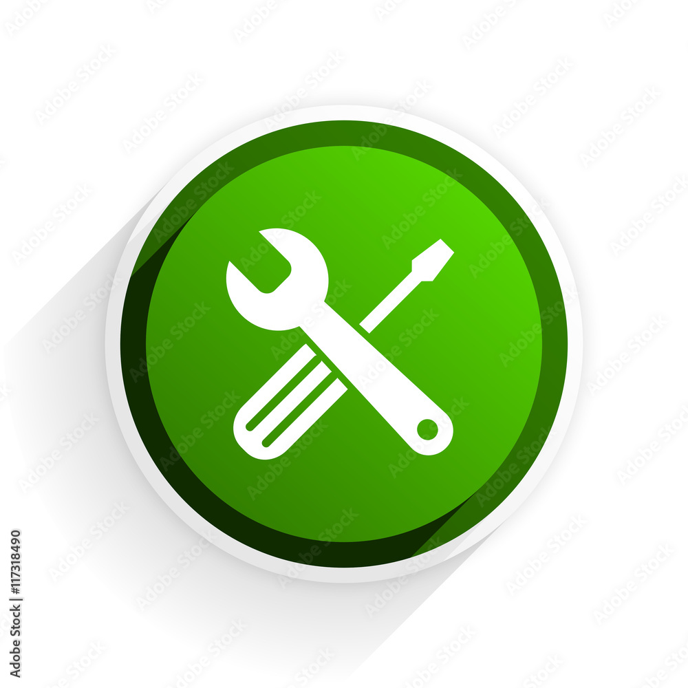 tools flat icon with shadow on white background, green modern design web element tools flat icon with shadow on white background, green modern design web element