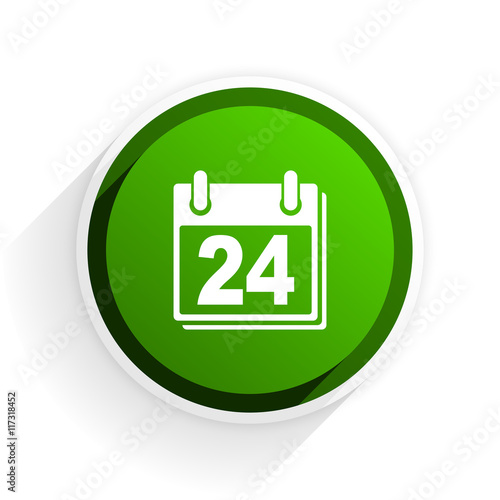 calendar flat icon with shadow on white background, green modern design web element