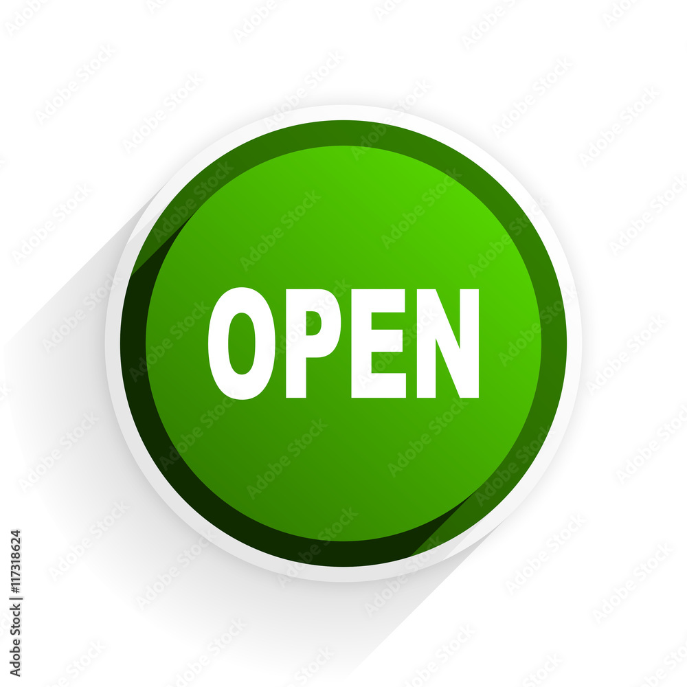 open flat icon with shadow on white background, green modern design web element open flat icon with shadow on white background, green modern design web element