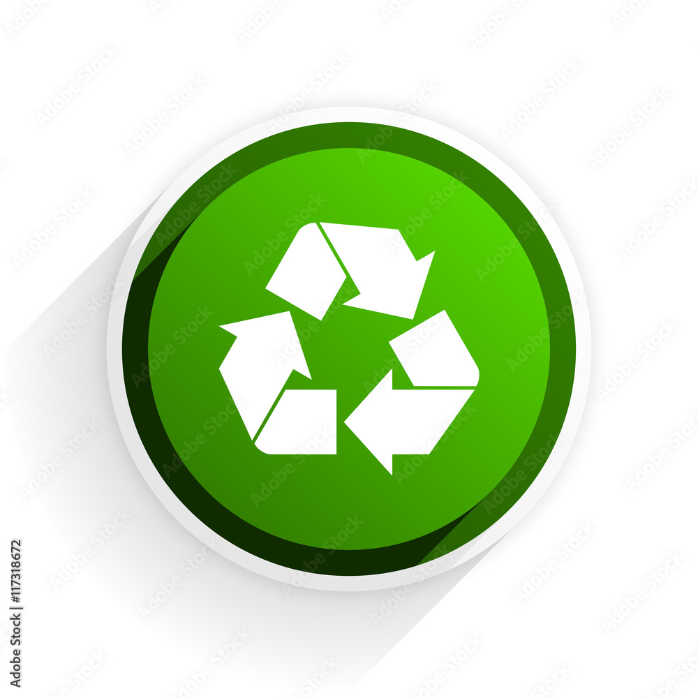 recycle flat icon with shadow on white background, green modern design web element recycle flat icon with shadow on white background, green modern design web element