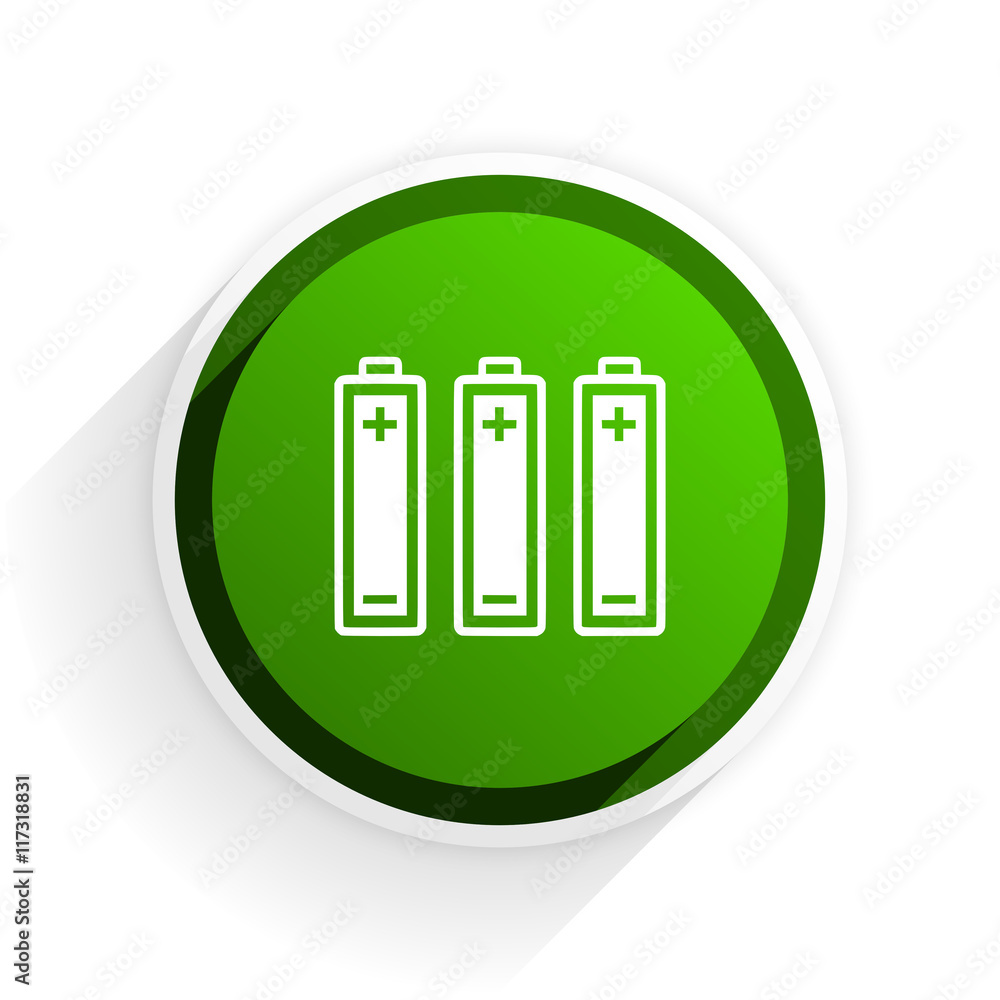 battery flat icon with shadow on white background, green modern design web element battery flat icon with shadow on white background, green modern design web element