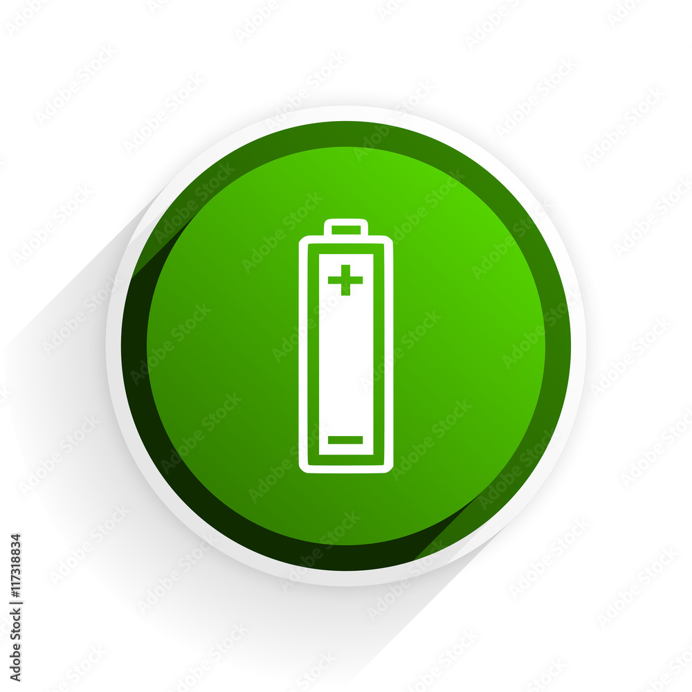 battery flat icon with shadow on white background, green modern design web element battery flat icon with shadow on white background, green modern design web element