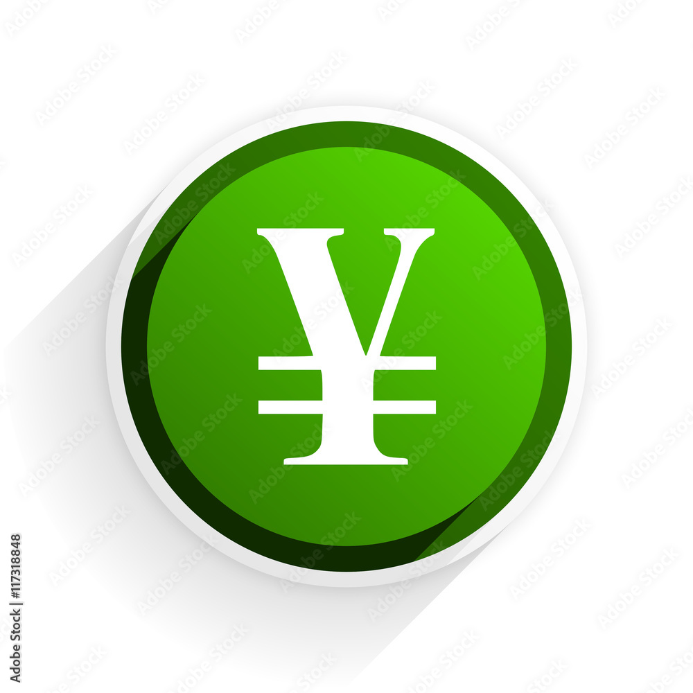yen flat icon with shadow on white background, green modern design web element yen flat icon with shadow on white background, green modern design web element