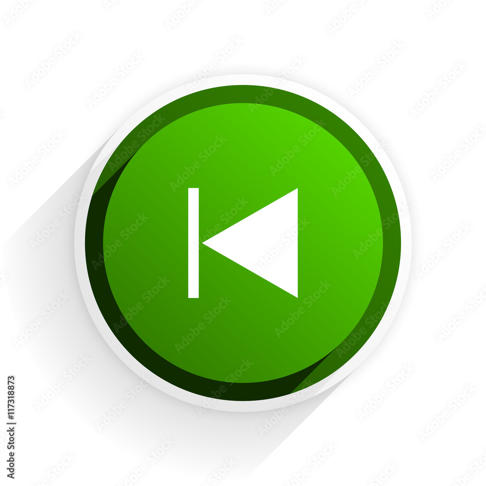 prev flat icon with shadow on white background, green modern design web element prev flat icon with shadow on white background, green modern design web element