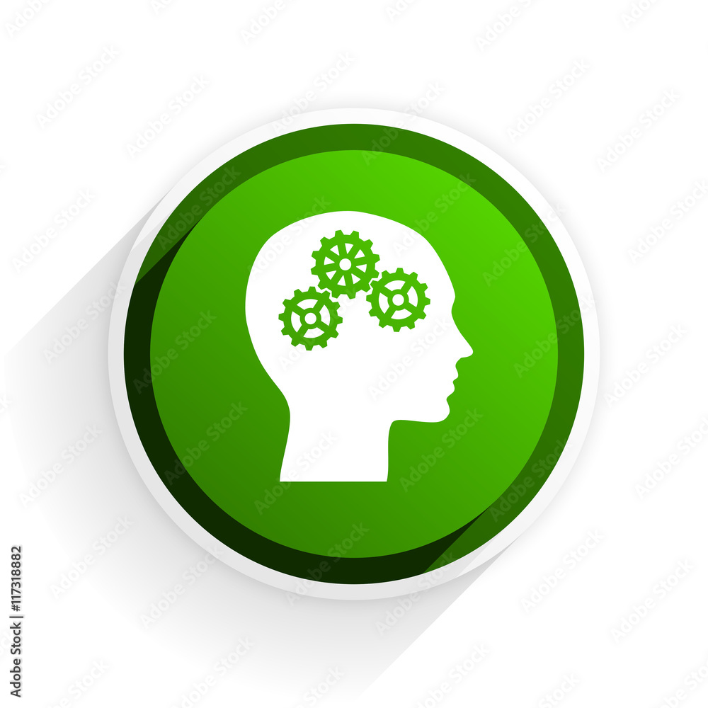 head flat icon with shadow on white background, green modern design web element head flat icon with shadow on white background, green modern design web element