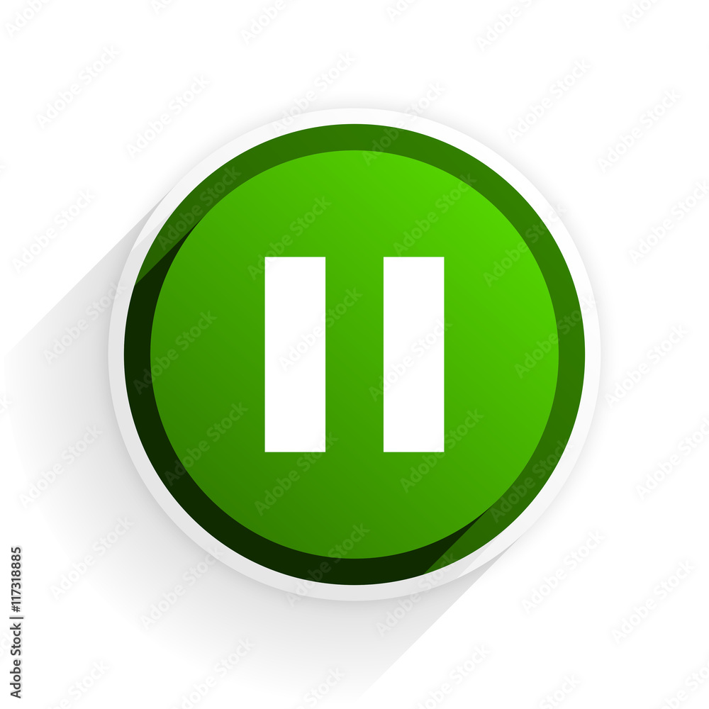 pause flat icon with shadow on white background, green modern design web element pause flat icon with shadow on white background, green modern design web element