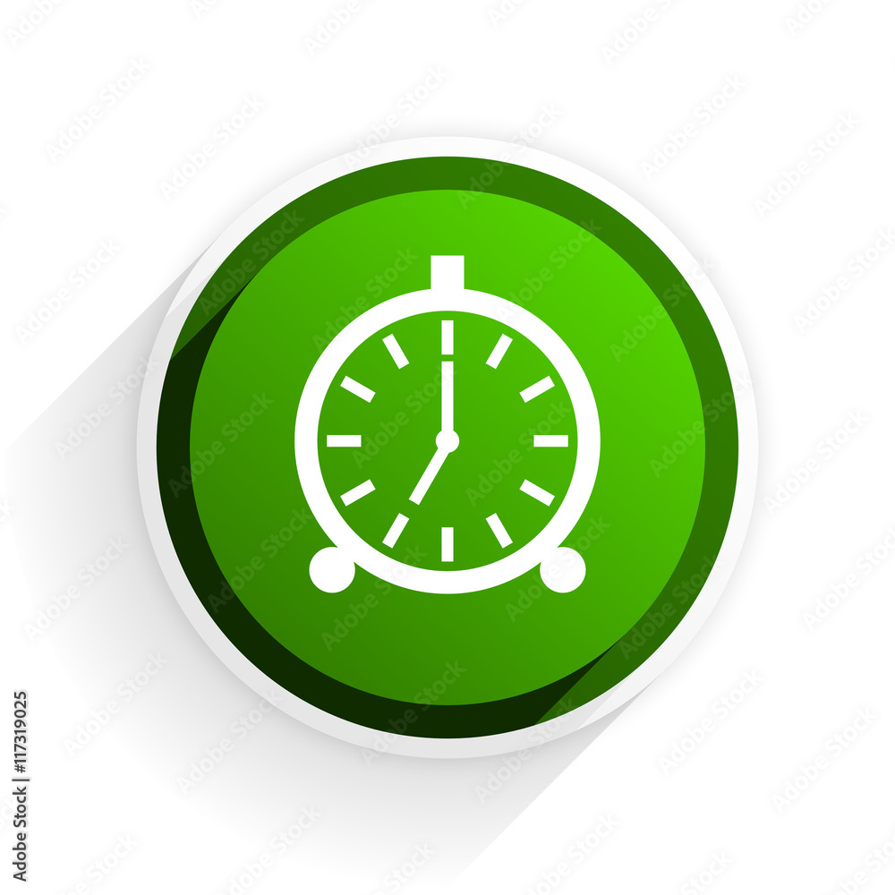alarm flat icon with shadow on white background, green modern design web element alarm flat icon with shadow on white background, green modern design web element