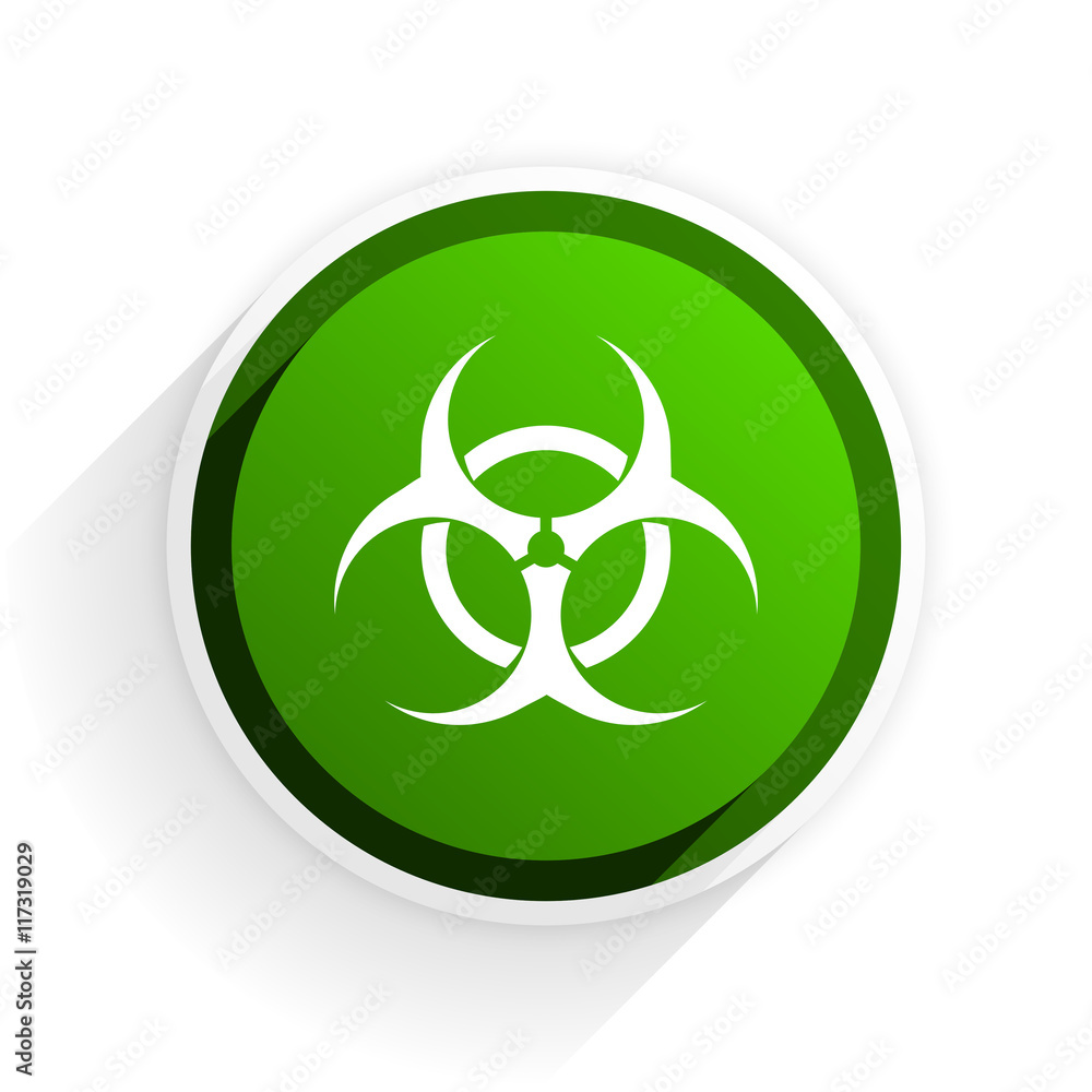 biohazard flat icon with shadow on white background, green modern design web element biohazard flat icon with shadow on white background, green modern design web element