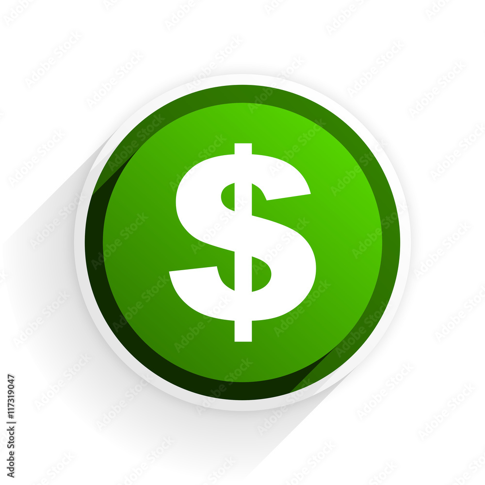 dollar flat icon with shadow on white background, green modern design web element dollar flat icon with shadow on white background, green modern design web element