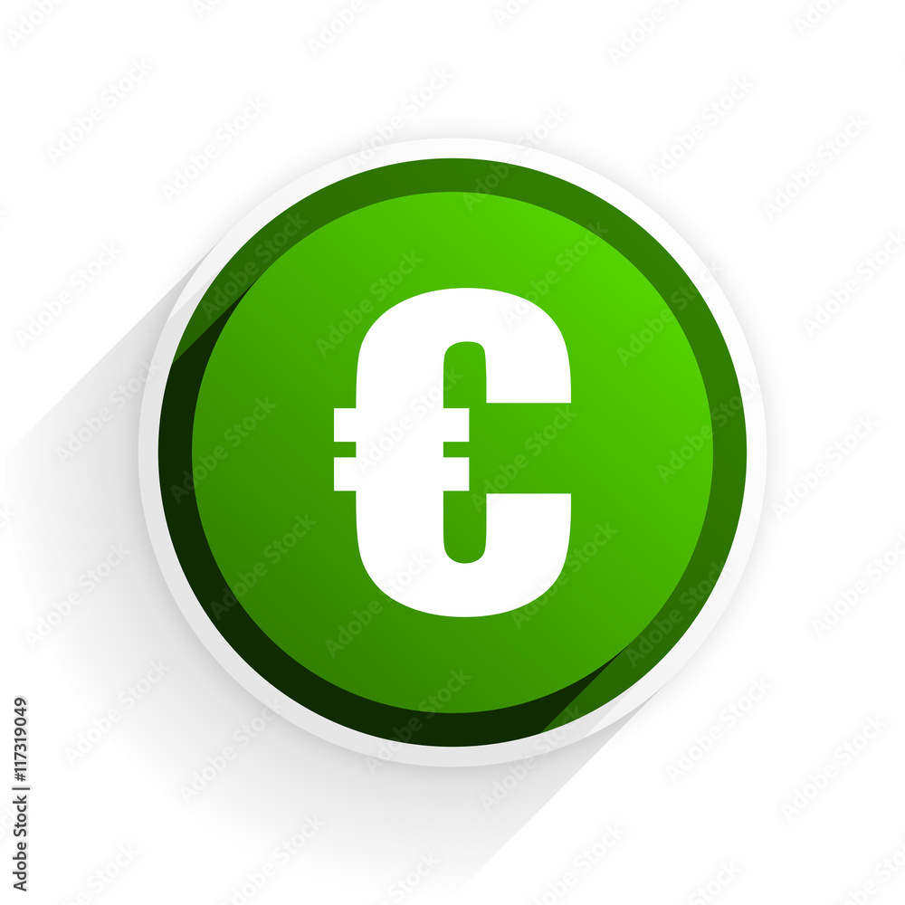 euro flat icon with shadow on white background, green modern design web element euro flat icon with shadow on white background, green modern design web element
