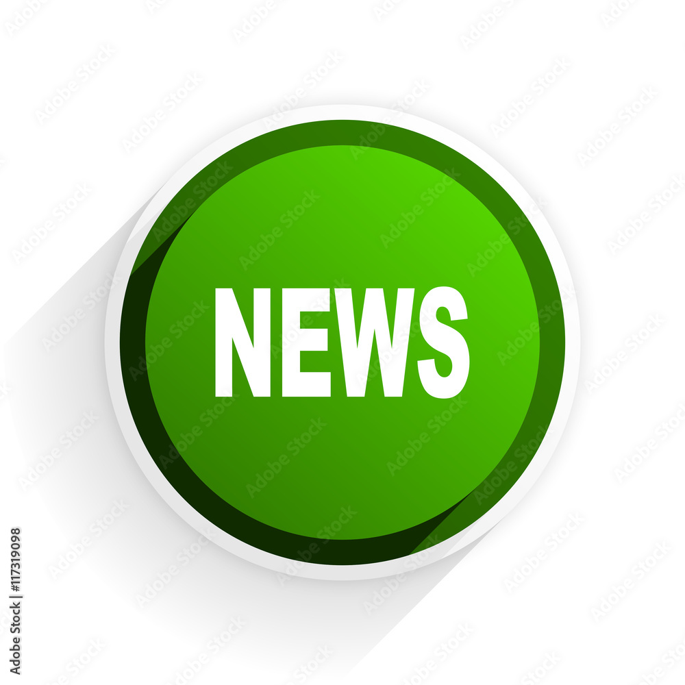 news flat icon with shadow on white background, green modern design web element news flat icon with shadow on white background, green modern design web element