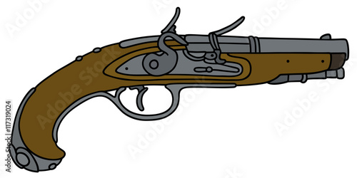 Historical handgun / Hand drawing, vector illustration