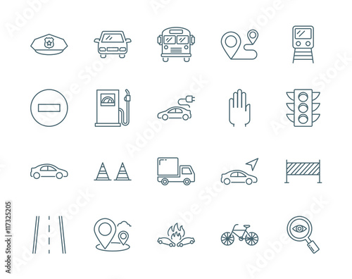 Road traffic vector icons set modern line style