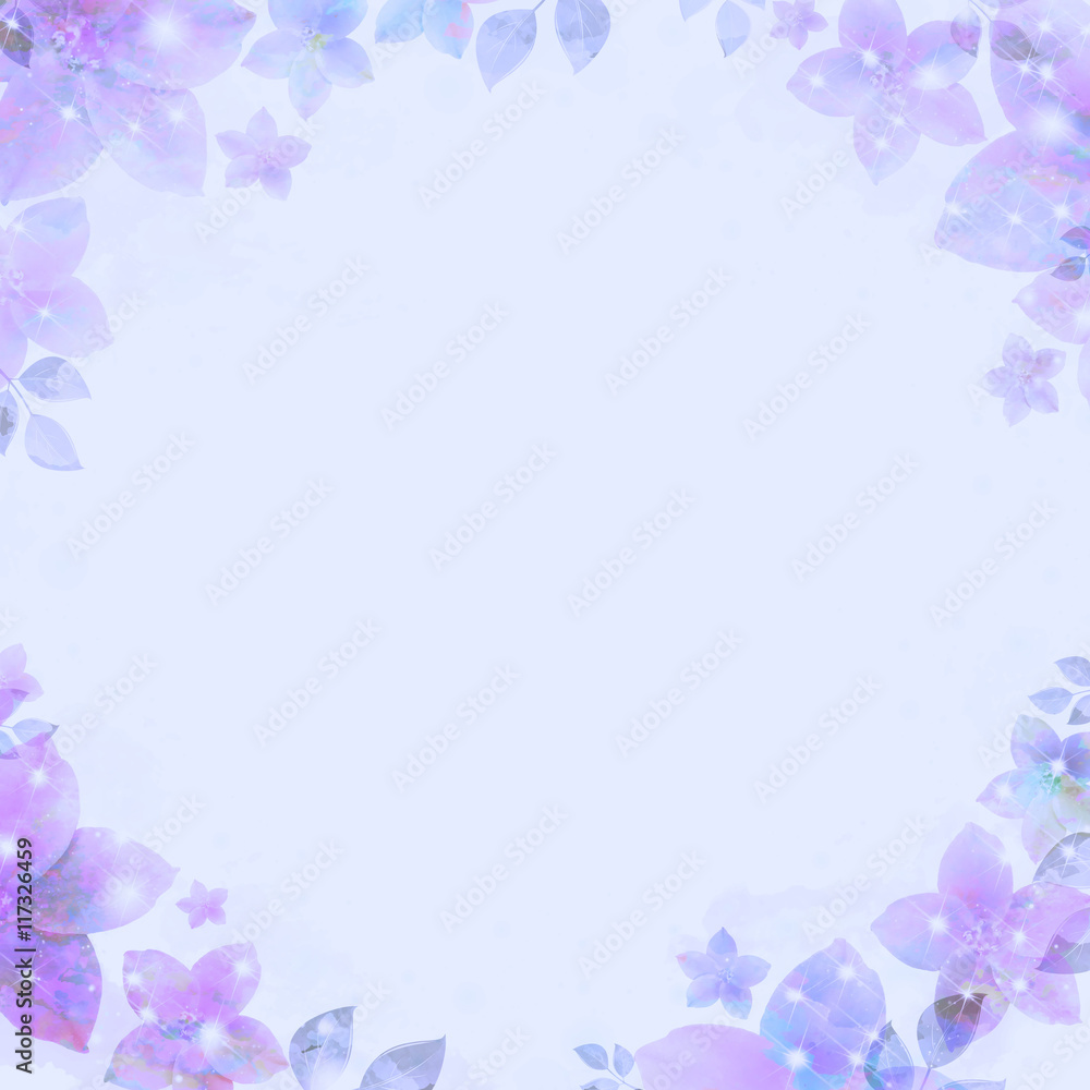 Ancient water color vignette, flickering flowers, violet Ancient water color vignette, flickering flowers, violet