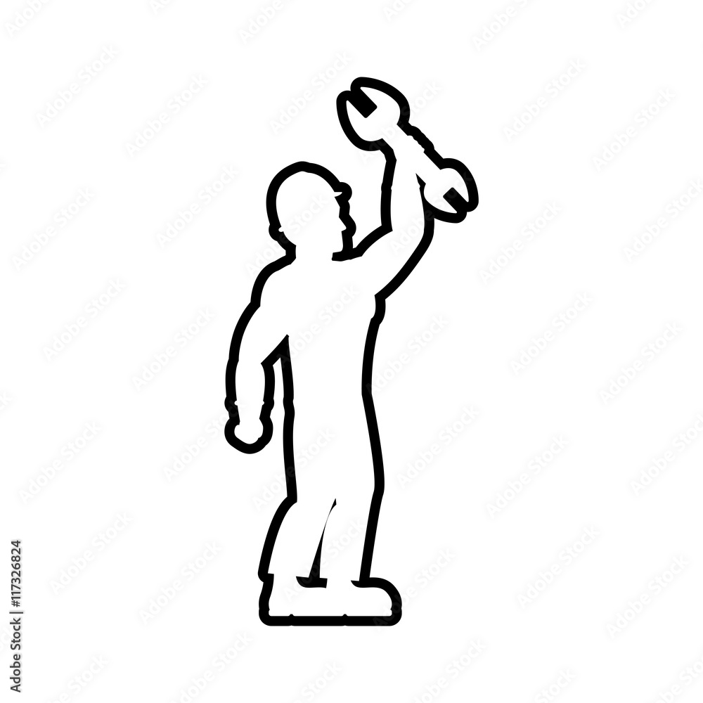 helmet wrench constructer worker industry icon. Isolated and flat illustration. Vector graphic