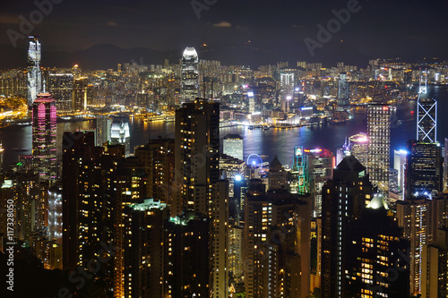 View of the Hong Kong skyline at night © eqroy