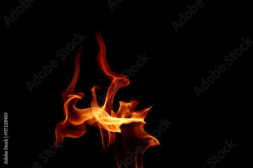 fire flames on black background © hideto111