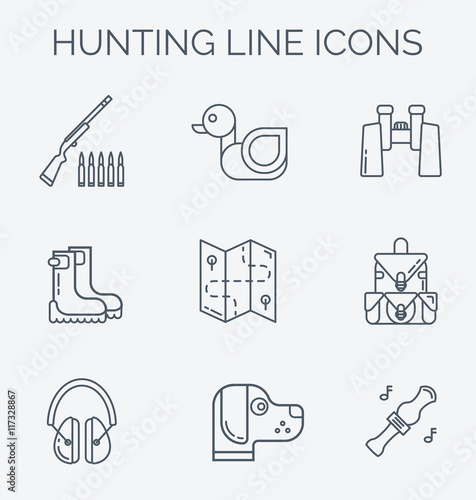 Vector set of deer hunt symbols.