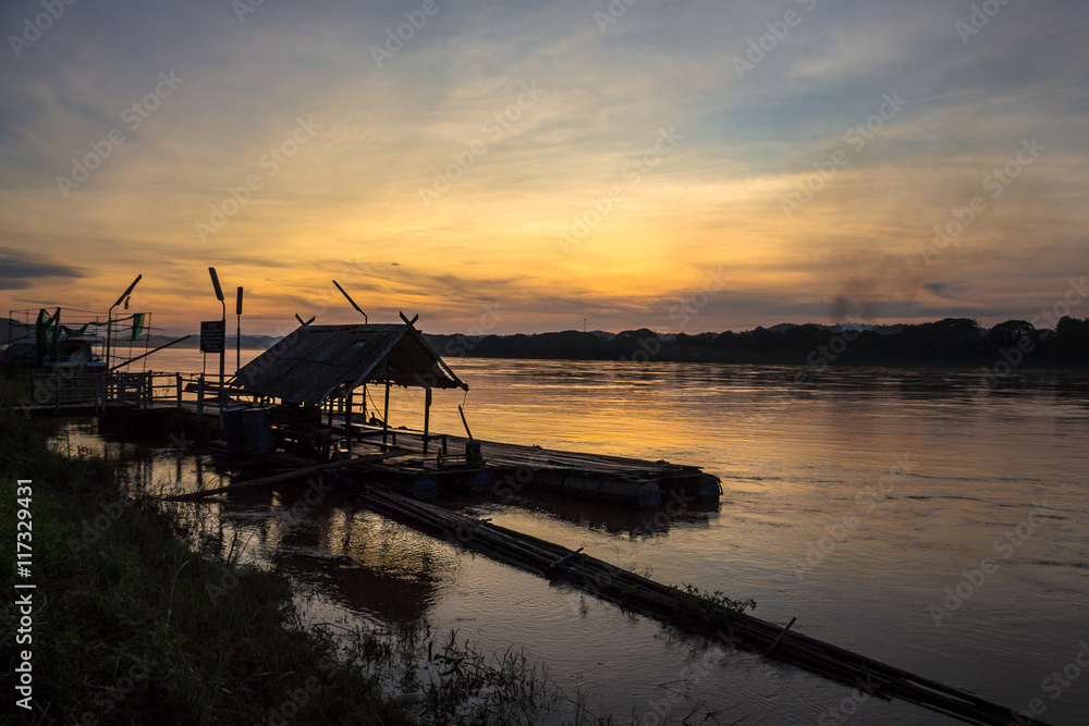 Sunset on Mekong river in Thailand