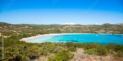 Panoramic view of Rondinara beach in Corsica Island in France