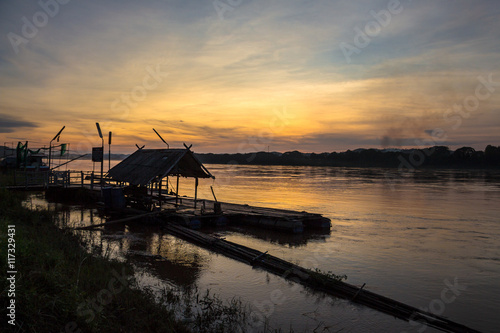 Sunset on Mekong river in Thailand