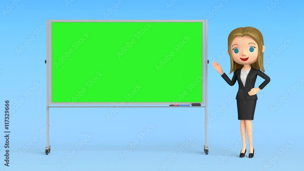 3D animation - Animation of a woman points to the message board. 3D animation - Animation of a woman points to the message board.