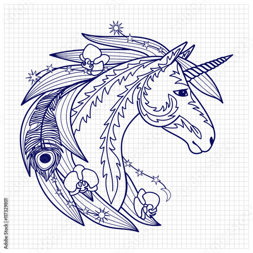 Unicorn on squared paper