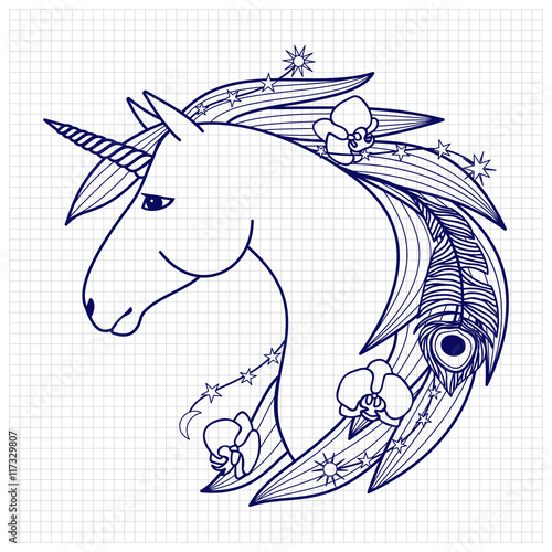 Unicorn on squared paper