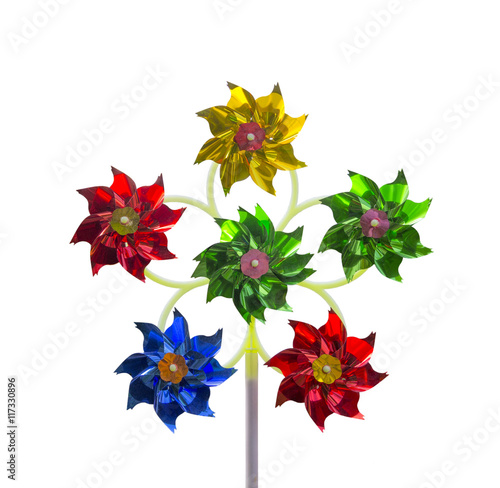 Children's toy pinwheel on a white background