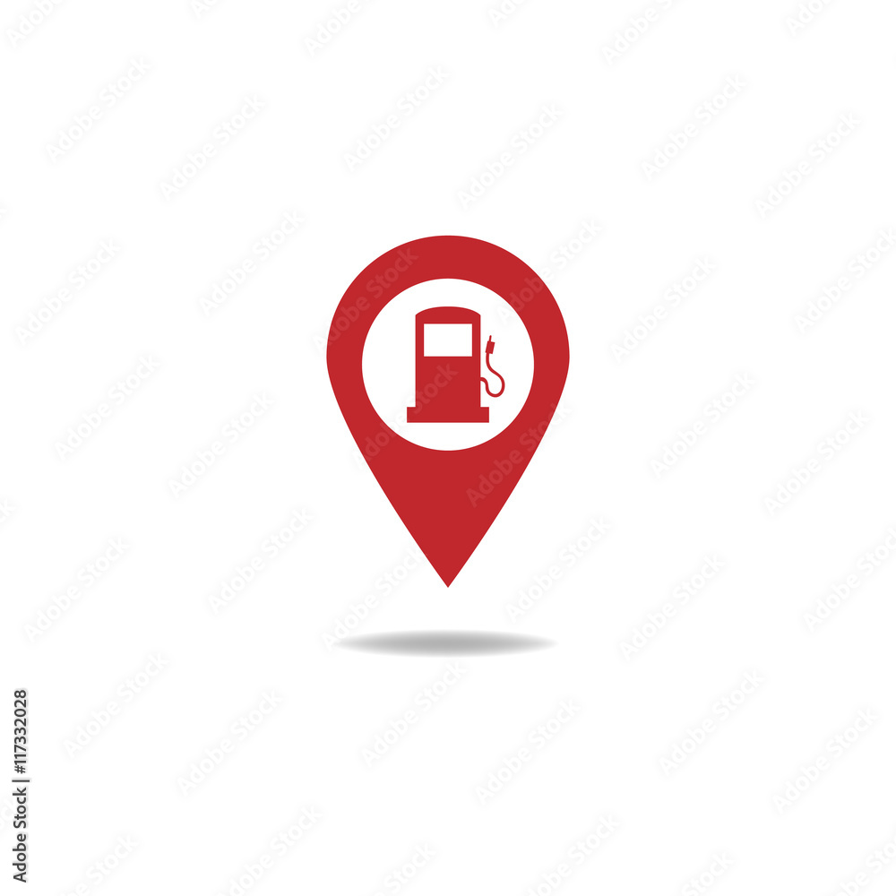 Map pointer with gas station icon Map pointer with gas station icon