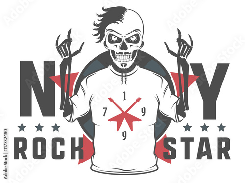 Set of rock and roll star for t shirts and tattoo design.