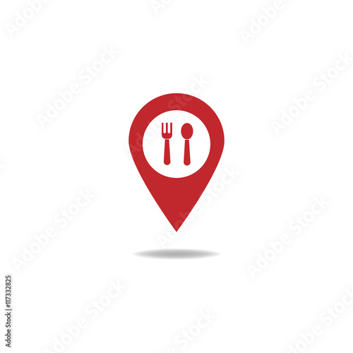 Map pointer with restaurant icon. Vector illustration