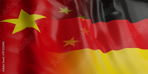 Canvas Print China and Germany flag. 3d illustration