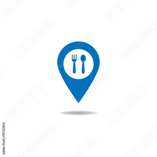 Map pointer with restaurant icon. Vector illustration